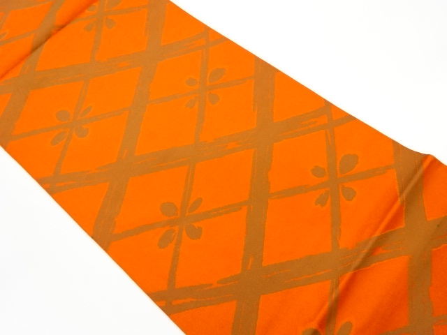 リサイクル　抽象花菱模様織出し袋帯